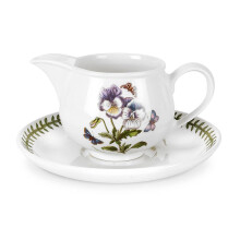 Portmeirion BG08535 Botanic Garden-1 pt. Gravy Boat and Stand (Romantic Shape), Ceramic, White