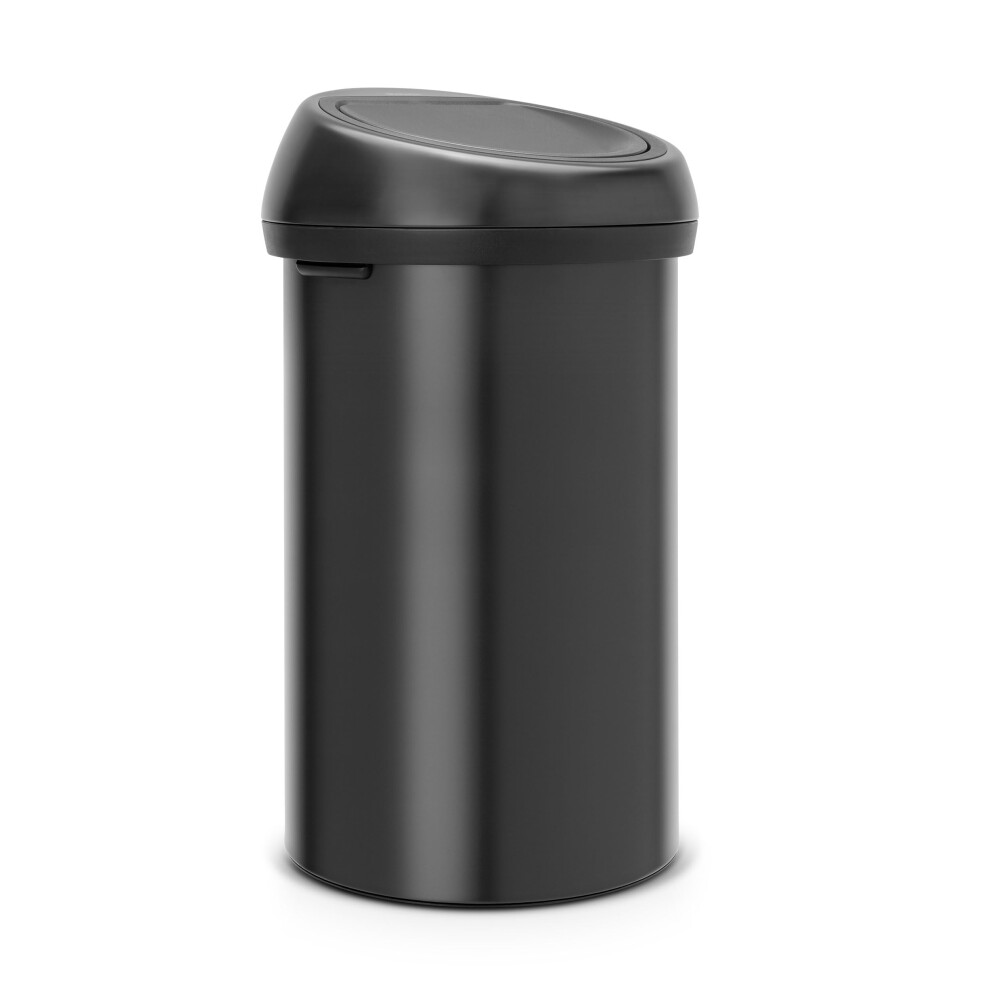 Brabantia 60 Litre Large Kitchen Touch Bin Removable Lid, Soft-Touch Open, Easy Clean Rubbish Food Waste Bin, Matt Black, 60 L