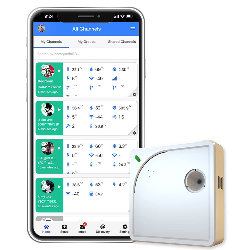 Ubibot Ws1 Wifi Temperature Sensor, Wireless Thermometer Hygrometer, Humidity Monitor, Remote Data Logger With Free App Email Alerts, Ifttt