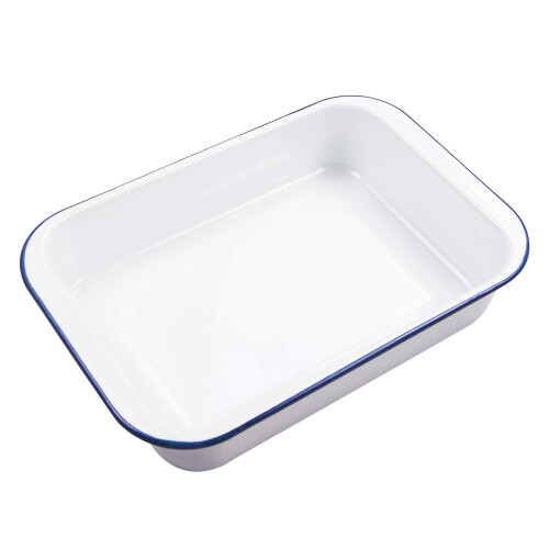 webake Enamel Roasting Tin Pie Dish Baking Tray Bakeware Oven Pans, 36 x 24 x 7 cm