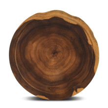 Linoroso Chopping Board Wooden Cutting Boards for Kitchens Round Non-Spliced Acacia Wood with Juice Trough Double-Sided Usable Anti-Slip Cut Resistant