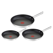 Tefal A704S3 Duetto 3-Piece Frying Pan Set | 20, 24 and 28 cm | Non-Stick Coating | Built-in Temperature Indicator | Suitable for All Hob Types