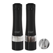 Russell Hobbs 28010-56 Electric Salt and Pepper Mill Set [2 Automatic Grinders] Black Stainless Steel (Adjustable Grinding Fineness, Ceramic Grinding