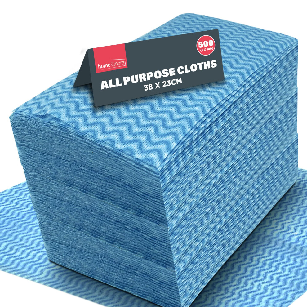 SOL 500pk All Purpose Cloths, 38x23cm Disposable Cleaning J Cloths Blue, Soft, Absorbent, Gentle & Reusable for Household and Professional Cleaning,