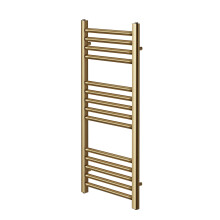 Greened House Brushed Brass Straight Heated Towel Rail 300mm W x 800mm H High Flat Central Heating Towel Radiator