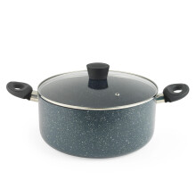 Russell Hobbs RH03410EU7 Nightfall Stone 28cm Stockpot - Non-Stick Saucepan, Tempered Glass Lid, Induction Safe, Durable Aluminum Cookware, Soup Pan,