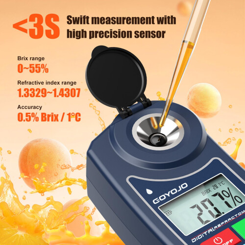 Digital Brix Refractometer, Brix Meter with Automatic Temperature Compensation for Water Samples, Food, Fruits, Beverages, and Crop Sugar Content 1