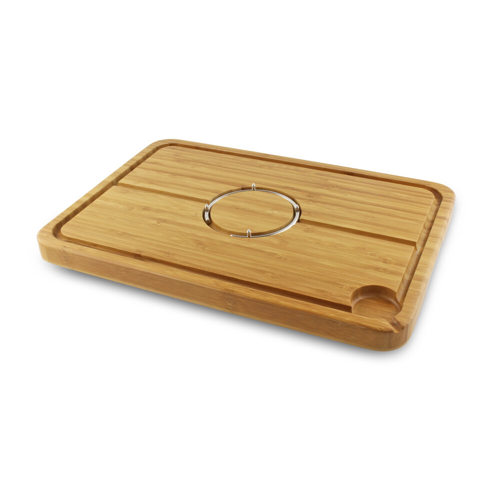 Deluxe Spiked Bamboo Wooden Roast Joint Carving & Cutting Board 40 x 28cm, Brown