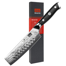 SHAN ZU Chef Knife 8 Inch Japanese Steel Damascus Kitchen Knife, Professional Nakiri Knife Sharp High Carbon Super Steel 67 Layers Kitchen Nakiri Chef