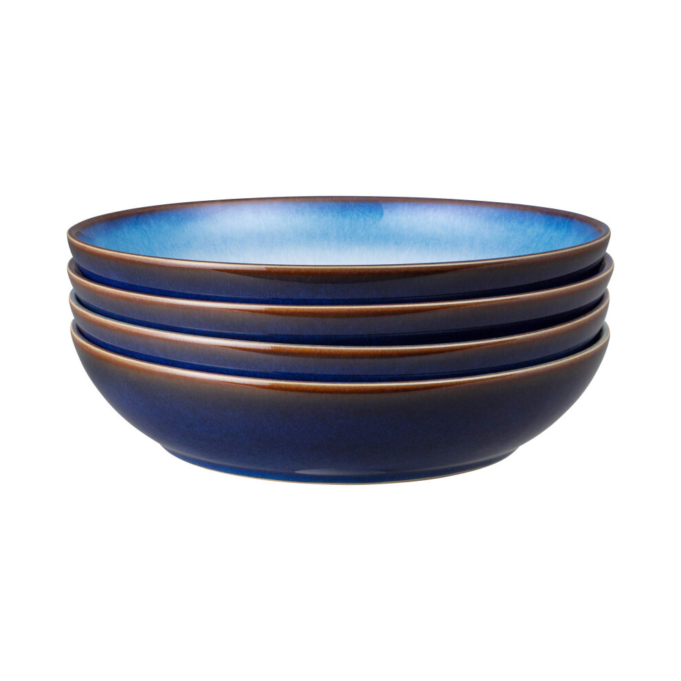 Denby - Haze Pasta Bowls Set Of 4 - Dishwasher Microwave Safe Crockery - Ceramic Stoneware Tableware Blue