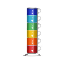 Bialetti TAZZ110 Six Stackable Cups, Multicoloured, Porcelain
