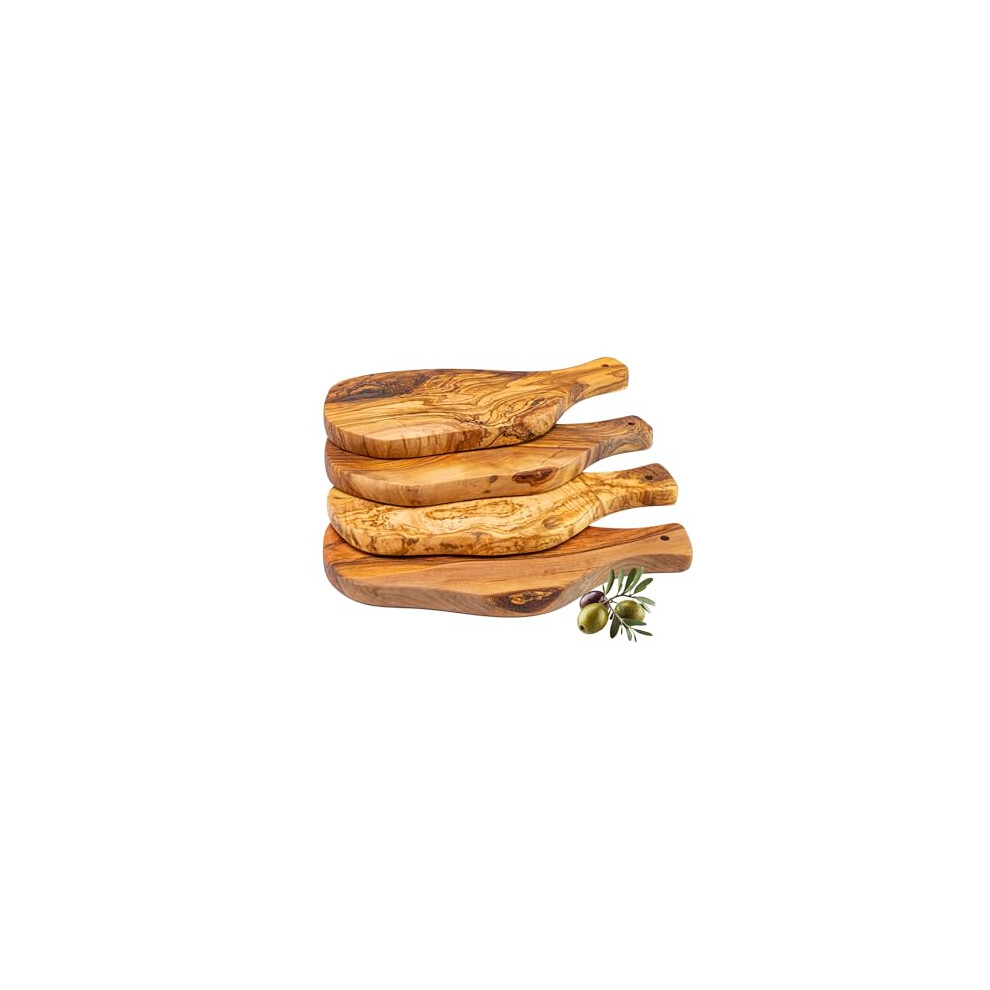 Erreke Wooden Chopping Board Set, Handmade Natural Olive Wood, Small Serving Boards, Ideal For Tapas Appetizers Cheese Ham Bread, Mediterranean Style,