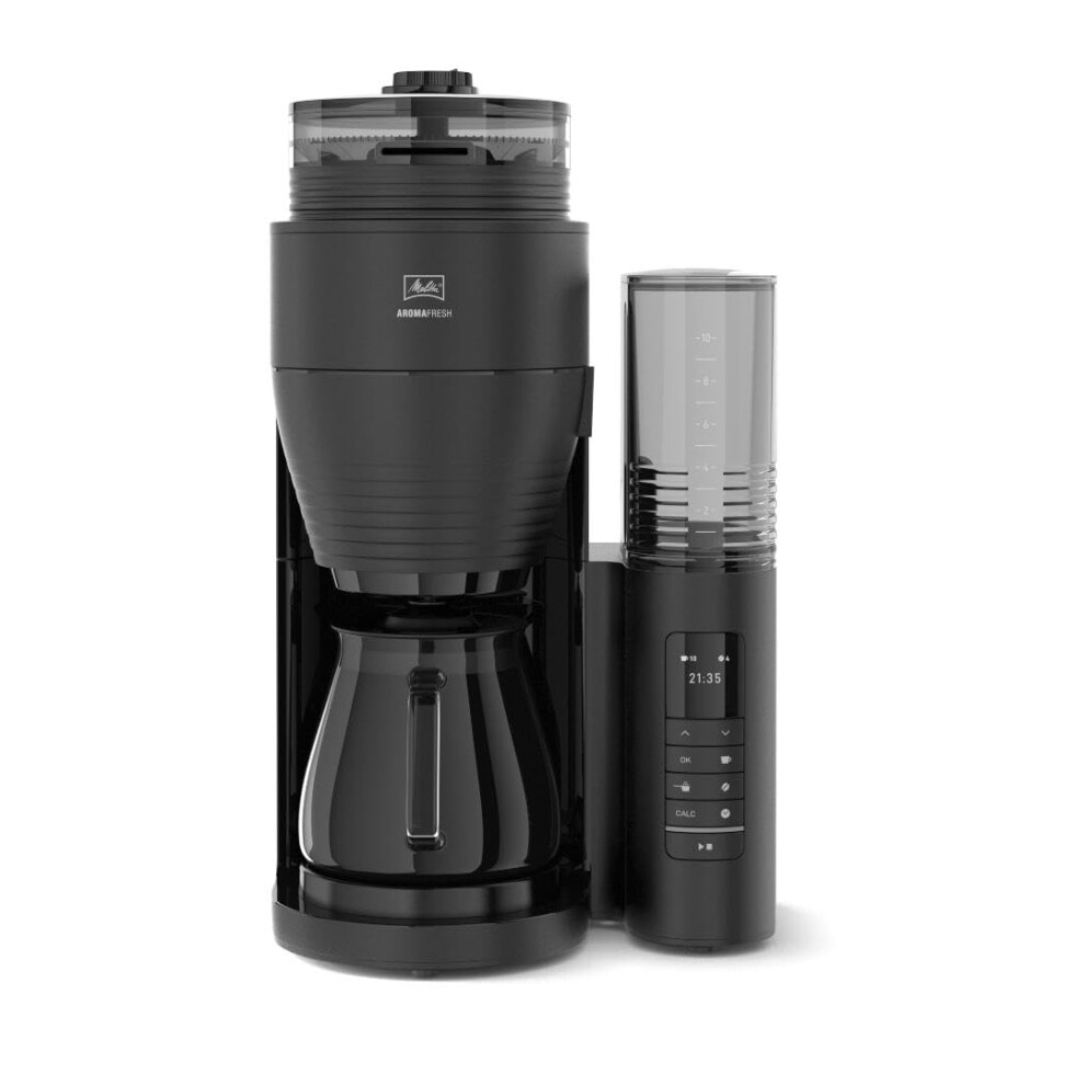 Melitta Filter Coffee Machine with Integrated Ceramic Grinder with 11 Settings, Adjustable Strength, Makes 2 to 10 Cups, Timer Function, AromaFresh