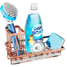 Consumest Sponge Holder for Kitchen Sink - Sink Caddy Kitchen Sink Organizer with Removable Drip Tray for Countertop Dish Soap Dispenser Brush Storage