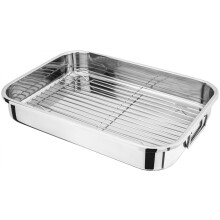 Judge H043 Large Stainless Steel Roasting Pan with Rack, 42cm x 30cm x 6.5cm, Oven Safe, Dishwasher Safe, Gift Box - 25 Year Guarantee
