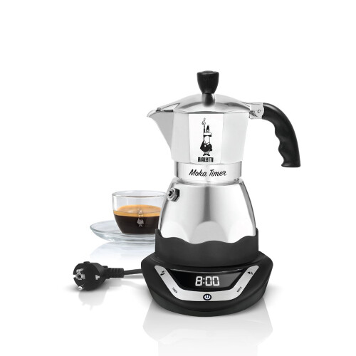 Bialetti Easy Timer Electric Coffee Maker for 6 Cups ? Aluminium in Black/Grey