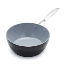 GreenPan Valencia Pro Hard Anodised Healthy Ceramic Non-Stick 20 cm / 2 Litre Chef's Pan, PFAS-Free, Induction, Oven Safe, Grey