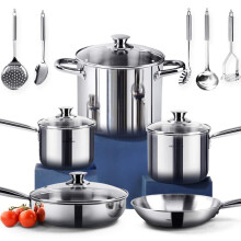 HOMI Chef 14-Piece Nickel Free Stainless Steel Cookware Set - Nickel Free Pots and Pans Set - Non-Toxic, Healthy Induction Cookware