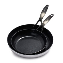GreenPan Venice Pro Noir Tri-Ply Stainless Steel Healthy Ceramic Non-Stick 20 cm and 26 cm Frying Pan Skillet Set, Matte Black Handle, PFAS-Free,