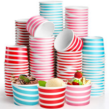 Hacaroa 150 Count 240 ml Paper Ice Cream Cups, Disposable Dessert Bowls Sundae Cups Party Supplies Treat Cups for Frozen Yogurt, Hot and Cold Food, 3