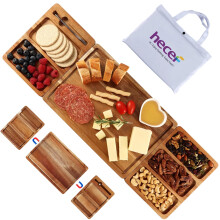 hecef Extra Large Acacia Wood Charcuterie Board Set - Magnetic Cheese Boards, 3-in-1 Serving Platter for Housewarming, Weddings, Birthdays
