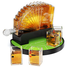 Kollea Blackjack Whiskey Decanter Set, 37.2 Oz Whiskey Decanter with 4 Glasses, Casino Style Decanter for Liquor, Christmas Birthday Gifts for Men,