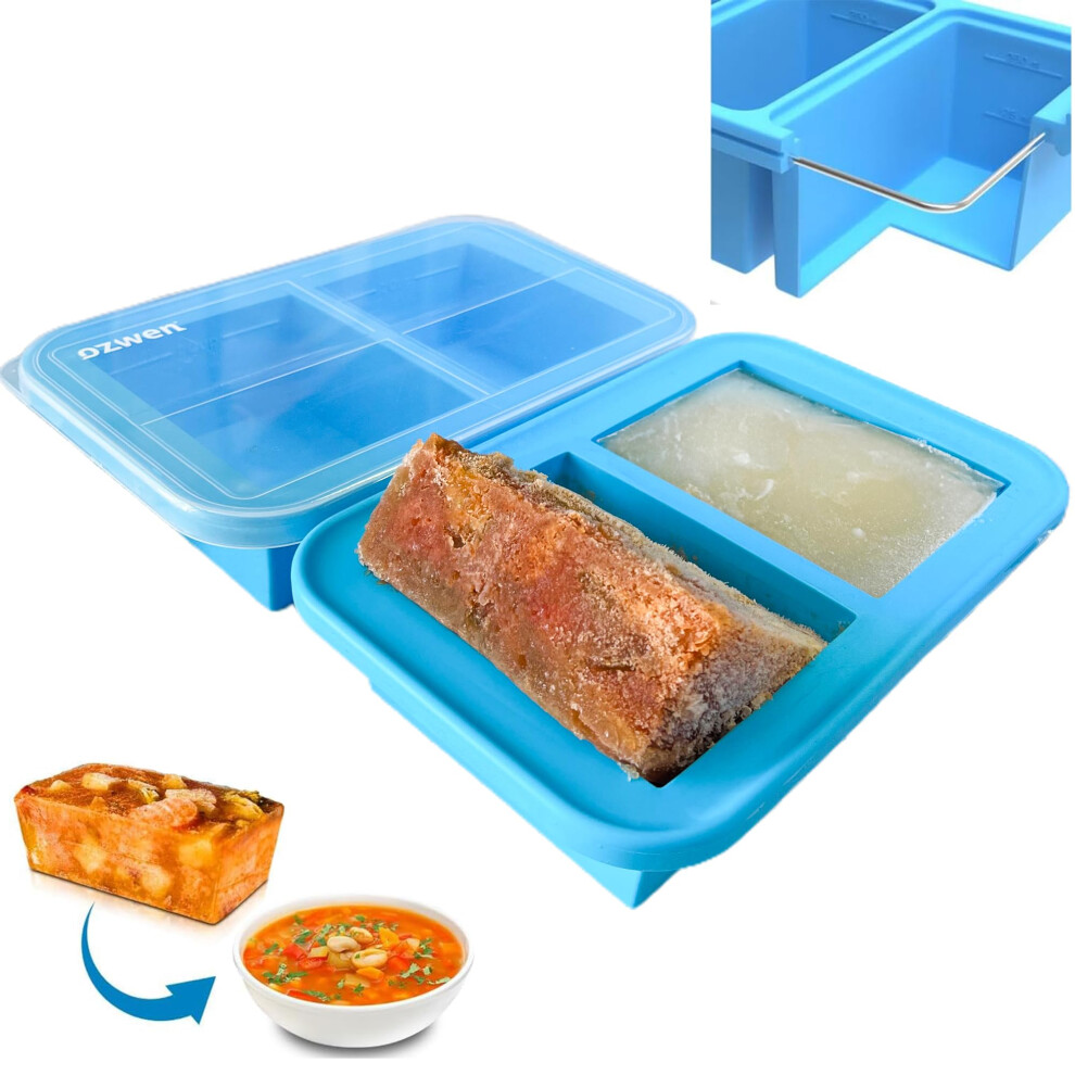 2-Cup Extra Large Silicone Soup Freezer Tray With Lid, Meal Prep With Souper Freezer Food Cubes Container, Baby Food Freezer And Storage Moulds Ozwen