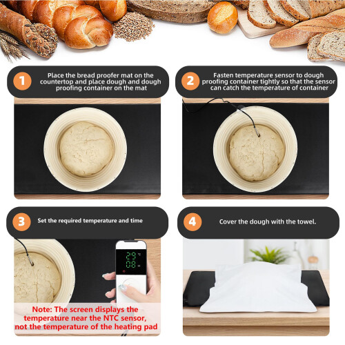 Bourske Bread Proofer Warming Mat, Adjustable Temperature Dough Starter Mat, Sourdough Dough Proofer for for Making Bread 2