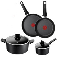 Tefal Titanium Stone Induction Non-Stick 4pc Set: Frying pan 20/26cm, Saucepan 16cm + lid, Stewpot 24cm + lid