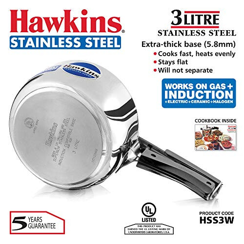 Hawkins B60 Pressure Cooker, 3 L, Silver 1