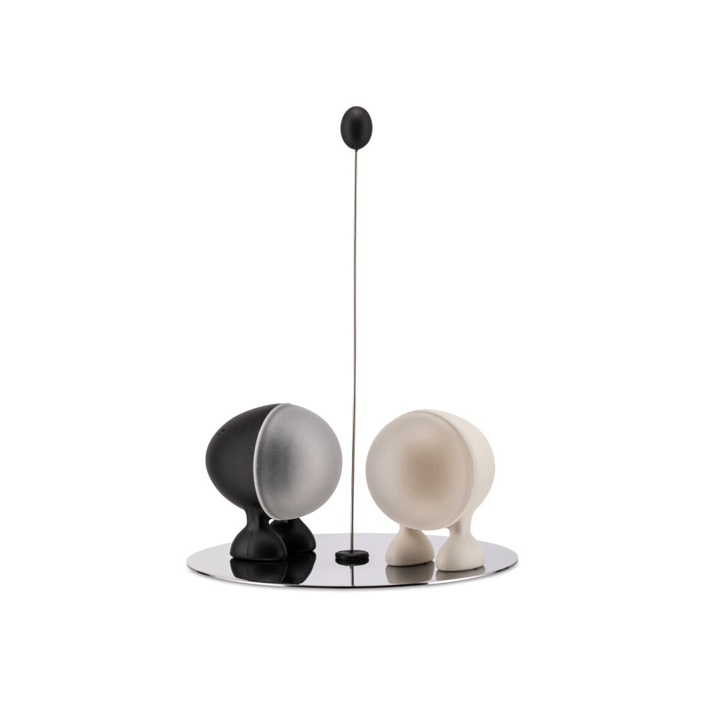 Alessi Lilliput Salt And Pepper Set With Magnetic Base, / Black/White
