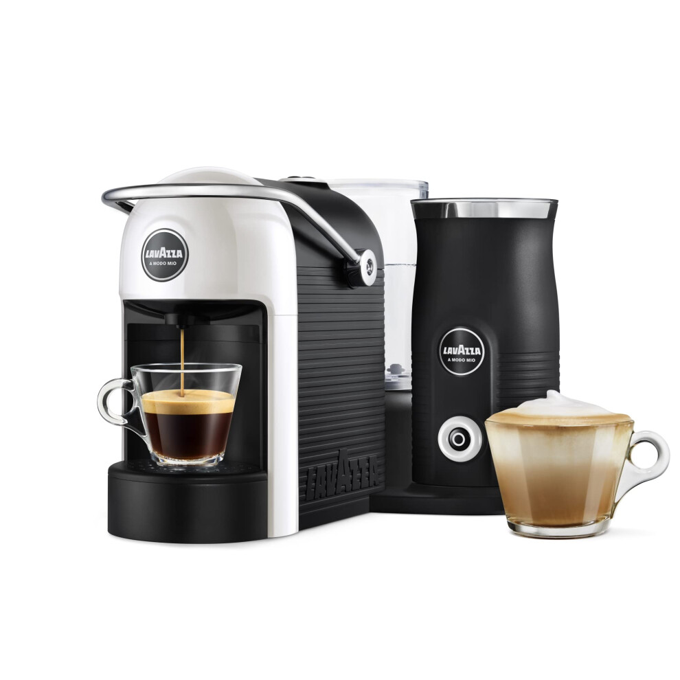 Lavazza, A Modo Mio Jolie & Milk EVO Coffee Machine Made from 33% Recycled Plastic, with Integrated Milk Frother and Removable Grid, Compatible with A