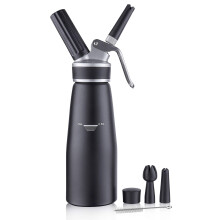 Sivaphe Cream Dispenser Whipped Cream Black Siphon Aluminum for Home Party Dessert 500ML with Cleaning Brush, 3 Decorating Nozzles