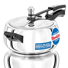 Hawkins Contura 3.5 Litre Pressure Cooker, Stainless Steel Cooker, Handi Cooker, Induction Cooker, Silver (SSC35)