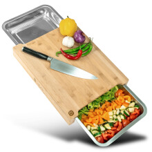 naturlik Chopping Board XL with Magnetic Trays - Practical Kitchen aid - Bamboo Cutting Board with Tray - Wooden Chopping Board Kitchen
