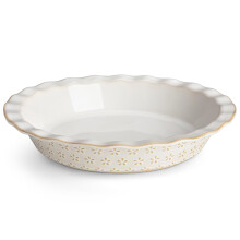 MALACASA 9 Inch Ceramic Pie Dish for Baking with Unique Kiln-Fired Glaze, Non-Stick Fluted Tart Pan, Flower Embossed Edge, 45oz, Perfect for Pies,