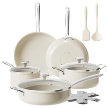 Redchef Ceramic Nonstick Cookware Set,14pcs Pots and Pans Set Non Stick,Induction hob pan Set with Stainless Steel Handle,Non Toxic Kitchen Cooking