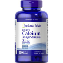 PURITAN'S PRIDE Chelated Calcium Magnesium Zinc 250 Vegetarian Caplets