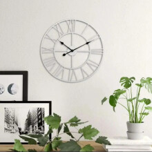 40CM Roman Numerals Metal Skeleton Wall Clock, White