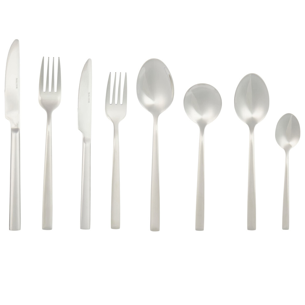 Salter Winslow 44 Piece Cutlery Set ? 18/0 Stainless Steel Silverware, Service for 6 People, Includes Knives, Forks, Teaspoons, Soup Spoons, Serving