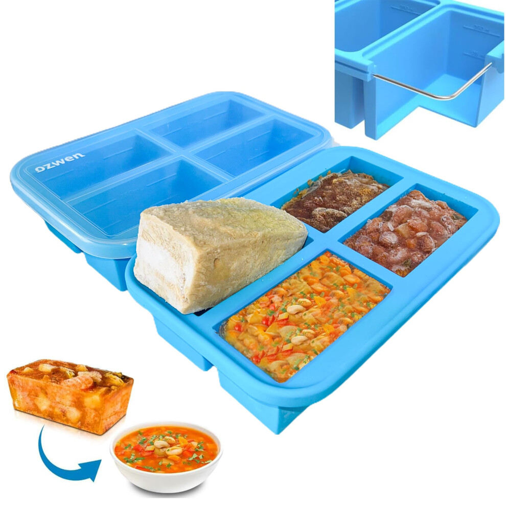 1-Cup Extra Large Silicone Soup Freezer Tray With Lid, Meal Prep With Souper Freezer Food Cubes Container, Baby Food Freezer And Storage Moulds Ozwen
