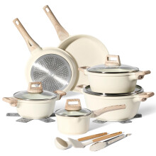 Just Perfecto Pots and Pans Sets Non Stick, Induction Hob Pan Set of 15pcs, Saucepan Set, Non Stick Frying Pan Set with Lid Stock Pot, Deep Frying