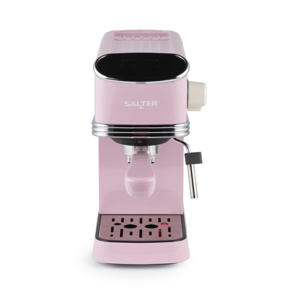 Salter Retro Espresso Machine ? Pink Coffee Machine with Milk Frothing Wand, Cappuccino/Latte, 20-Bar Pressure Pump, 1.35L Water Tank, Ground Coffee,