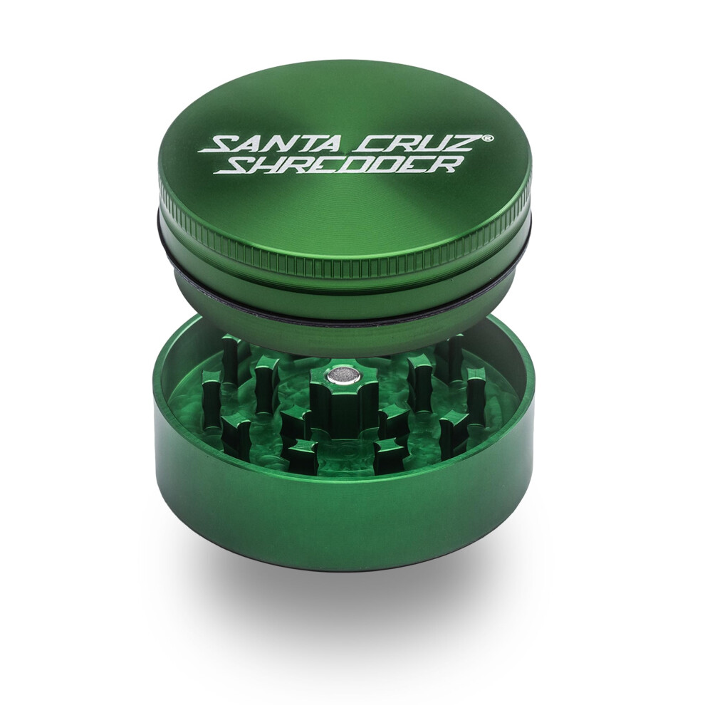 Santa Cruz Shredder Green Metal Herb Grinder Knurled Top For Stronger Grip 2-Piece 2.2" (Green)