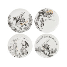 V&A Alice in Wonderland Side Plates, for Dinner, Afternoon Tea or Breakfast, Fine China, 20.5 cm (8"), Set of 4