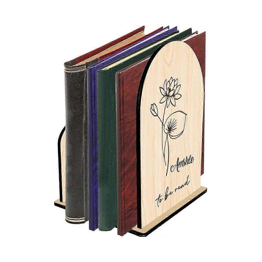 Solid Oak Wooden Triangle Bookshelf Book Stand Holder, Wood Book Rest Bookcase, Book Holder with Coffee Drink Holder Birthday Gift for Book Lover-image-OPC-PH2ZYGX-NEW