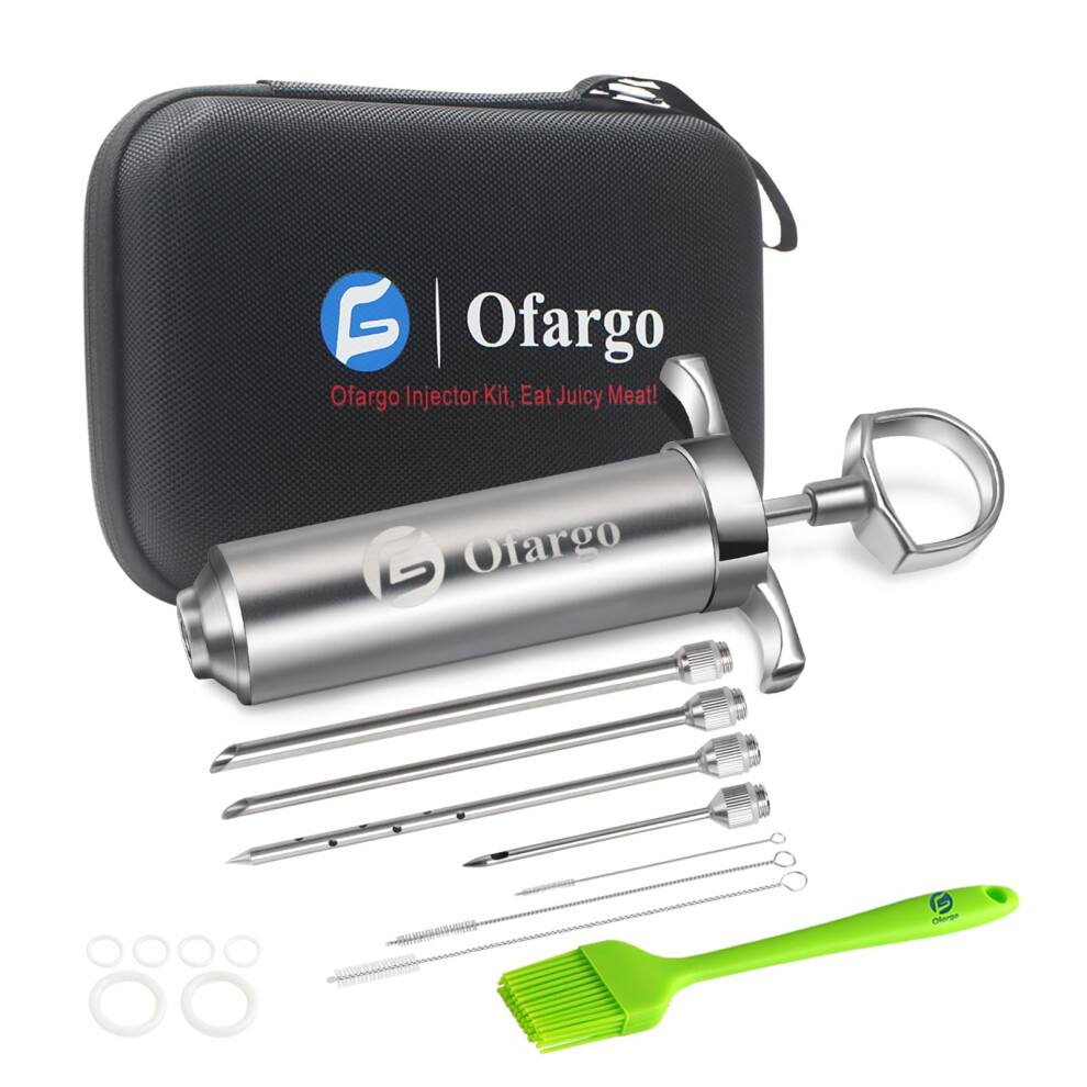Ofargo 304-Stainless Steel Meat Injector Syringe with 4 Marinade Needles and Travel Case for BBQ Grill Smoker, 2-oz Large Capacity, Both Paper User-image-OPC-PH2ZYJF-NEW