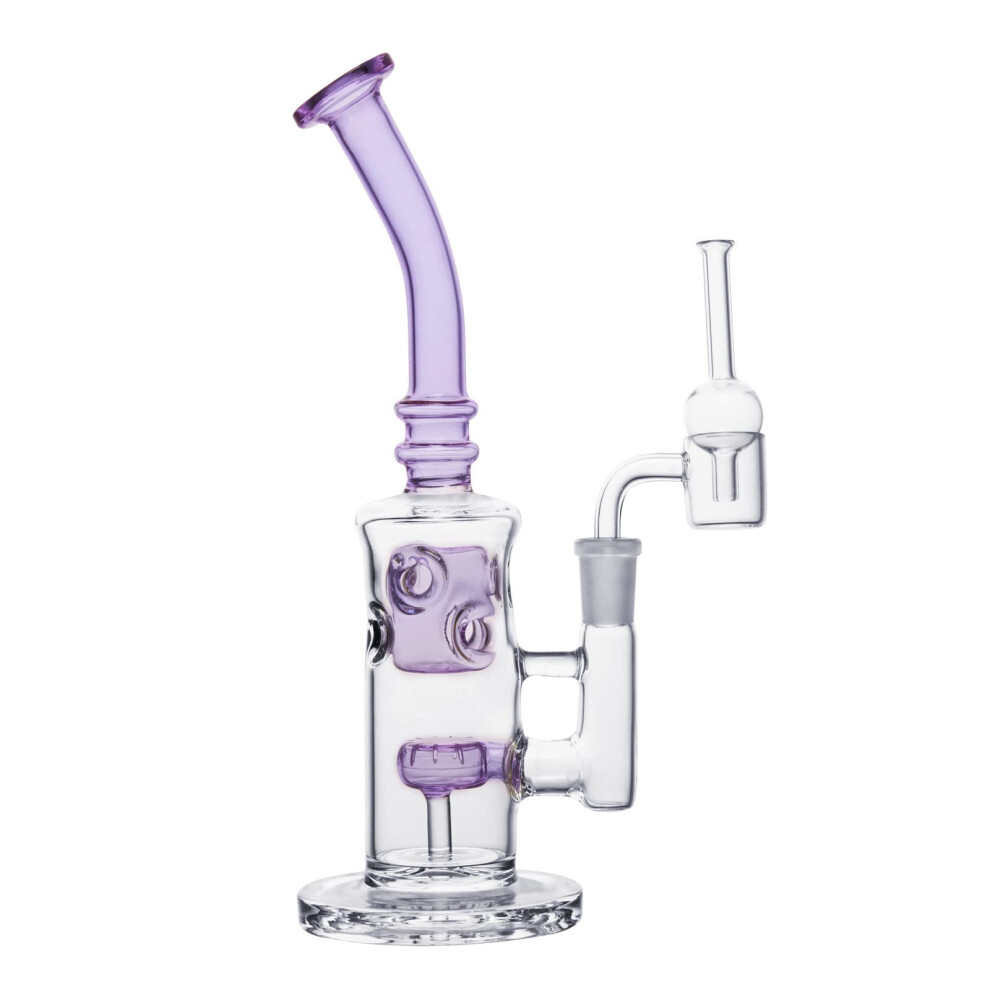 Rora Purple Glass Honeycomb Bong Handmade Water Pipe Perc Wax 14.4Mm Bongs With Quartz Banger Cap Bowl For Bongs (Purple)