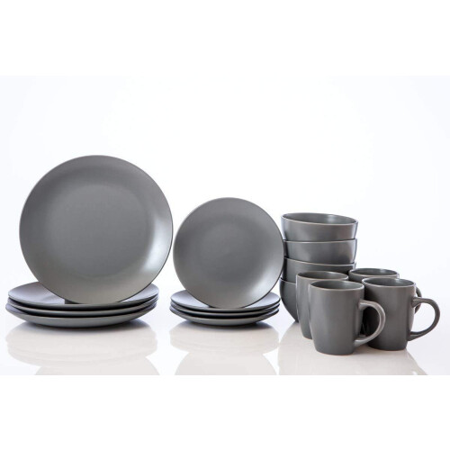 HOMD 16-Pieces Stoneware Dinnerware Set, Dinner Set, Kitchen Dinnerware Ceramic Crockery Set, Dinner Service Set for 4, Include Dinner Plate, Dessert