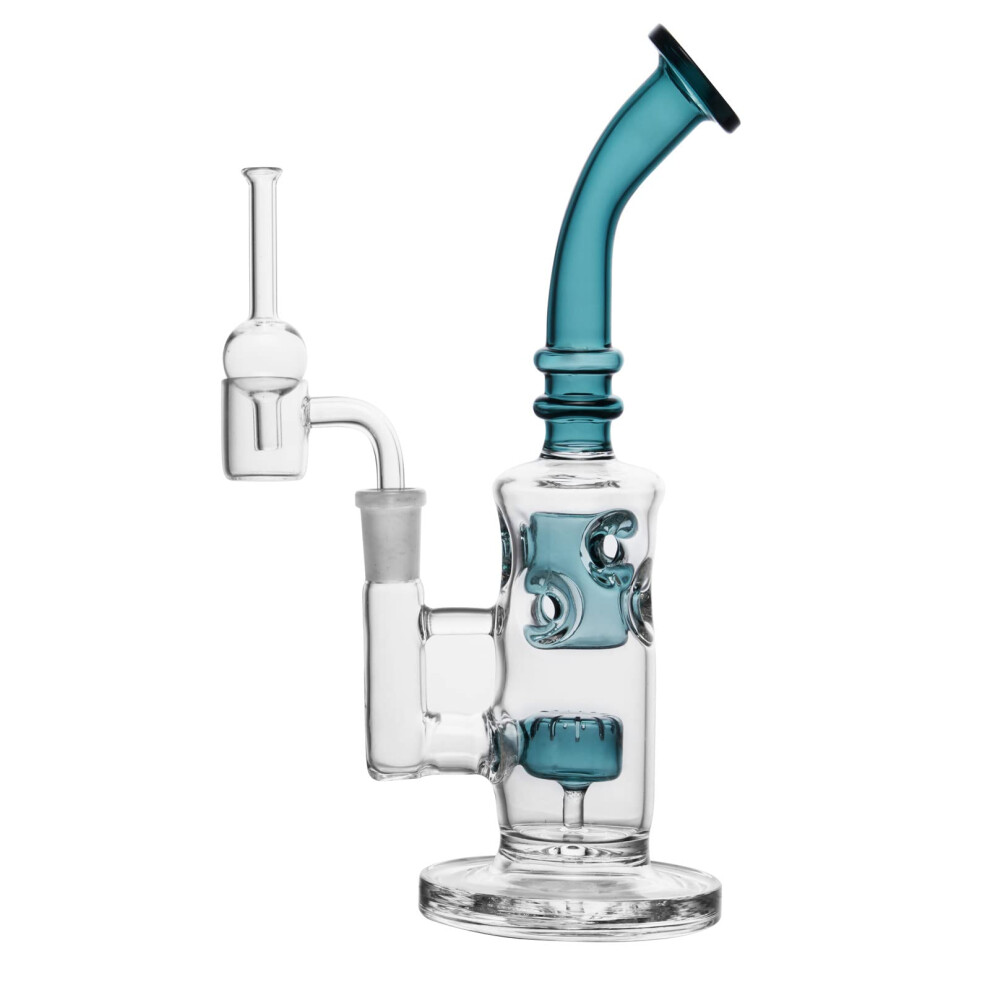 Rora Glass Honeycomb Bong Handmade Water Pipe Perc Wax 14.4Mm Bongs With Quartz Banger Cap Bowl For Bongs (Bong With Quartz Banger And Bowl)